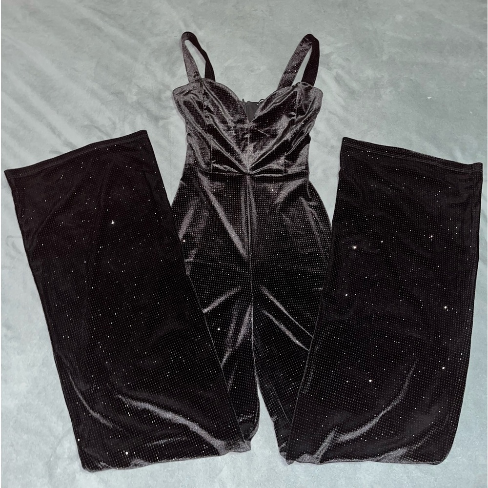 Wide leg rhinestone Corset Jumpsuit